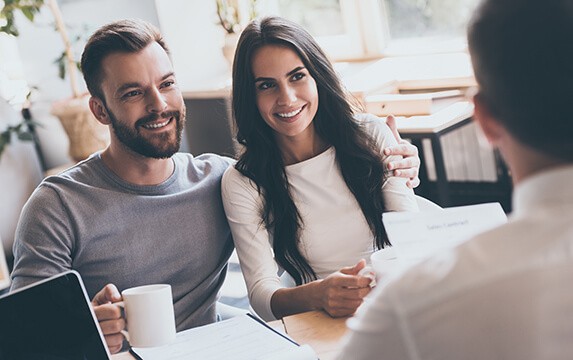 couple talking to lender