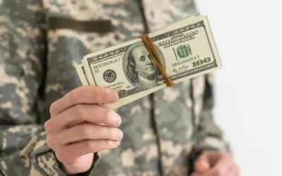 Veteran holding cash