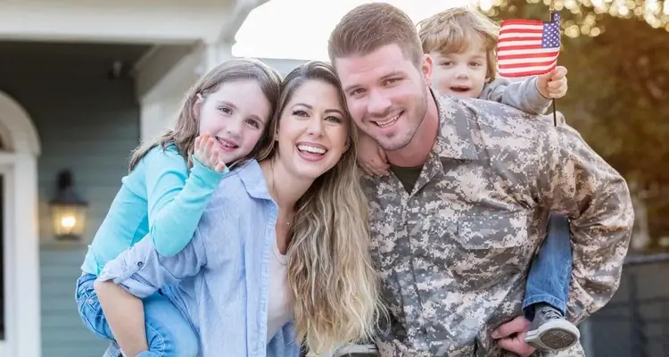 Veterans with his wife and family