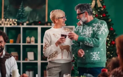 family celebrating christmas together