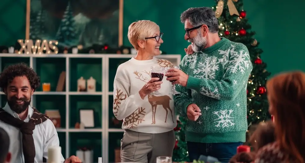family celebrating christmas together
