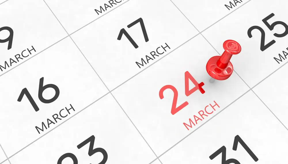 calendar marked for March 2026