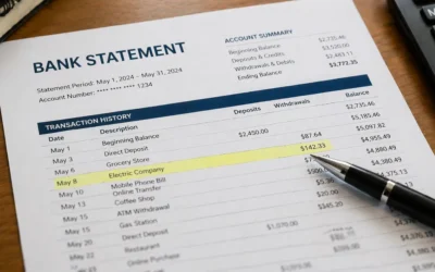 Bank statement showing VA loan deposit history