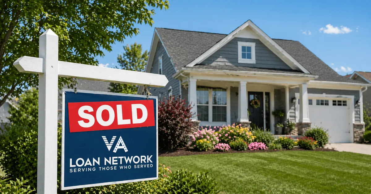 SOLD sign in front of home purchased with VA loan