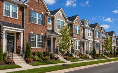 Row of townhouses in suburban neighborhood