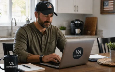 Veteran researching VA loan options on laptop