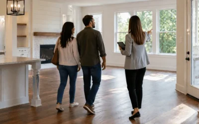 Couple walking through home during showing